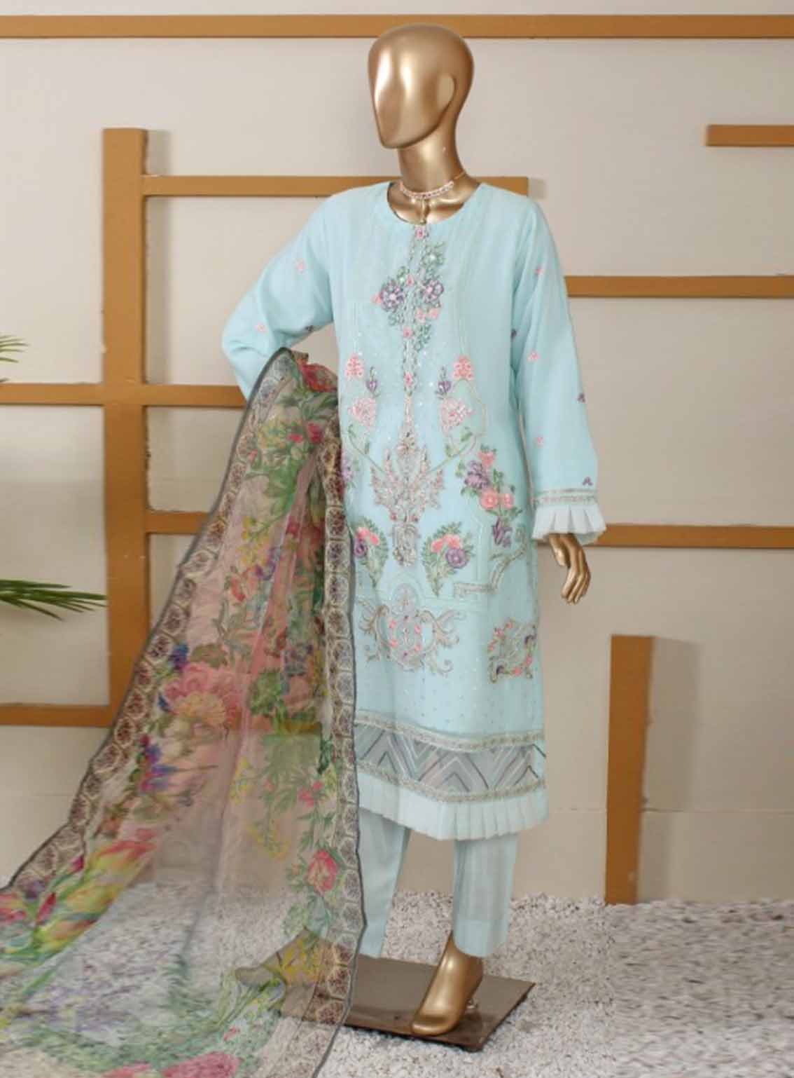 Romosh Embroidered Chiffon 3 Piece Stitched Suit RNPC25FE D-196-SBLU Romosh Embroidered Chiffon 3 Piece Stitched Suit RNPC25FE D-196-SBLU