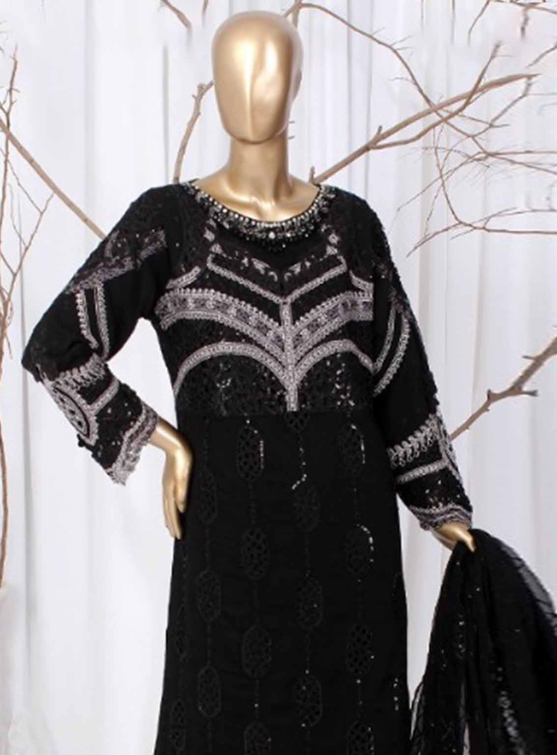 Romosh Embroidered Chiffon 3 Piece Stitched Suit RNPC25FE D-197-BLK Romosh Embroidered Chiffon 3 Piece Stitched Suit RNPC25FE D-197-BLK
