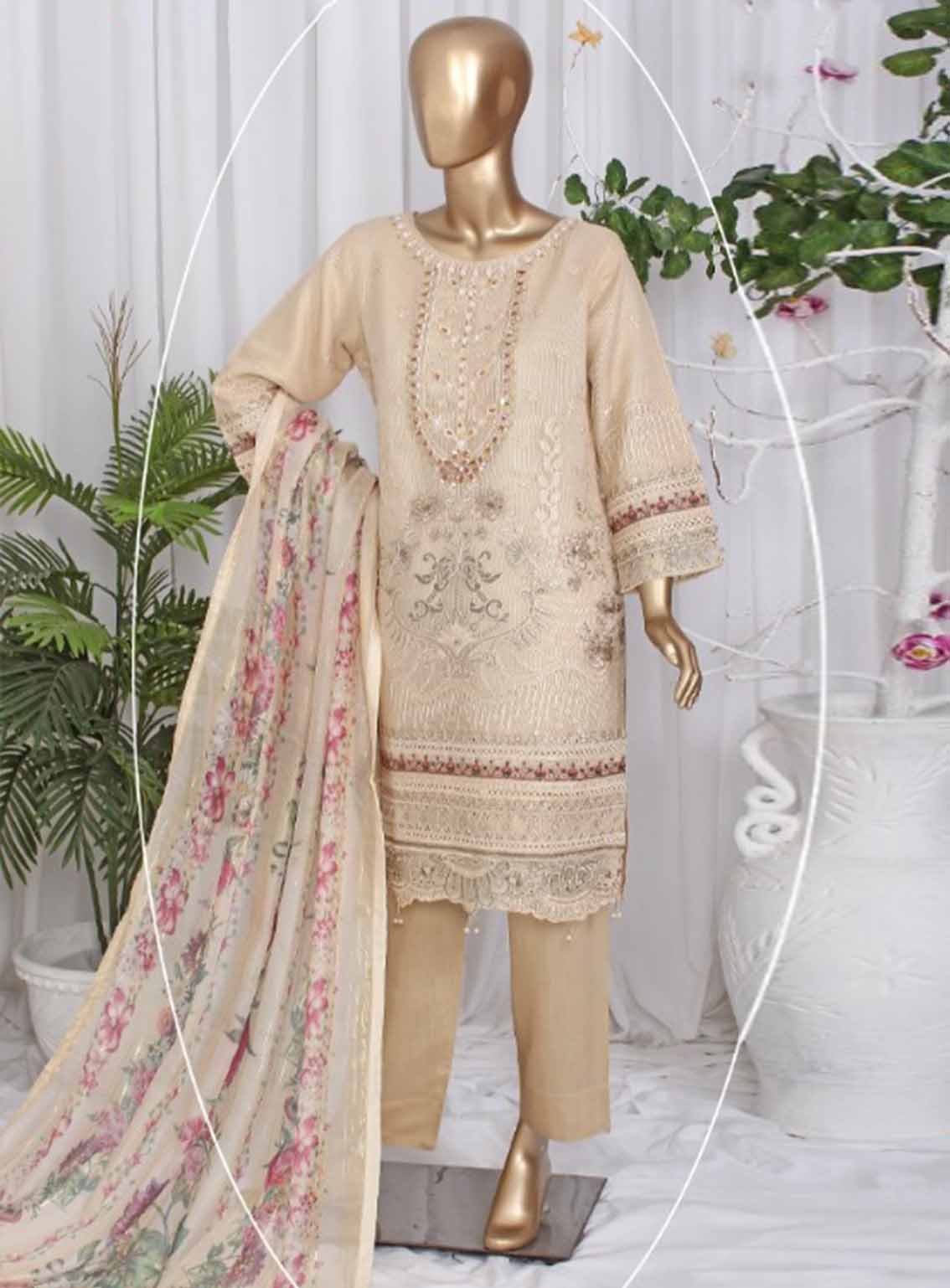 Romosh Embroidered Chiffon 3 Piece Stitched Suit RNPC25FE D-201-SKN Romosh Embroidered Chiffon 3 Piece Stitched Suit RNPC25FE D-201-SKN