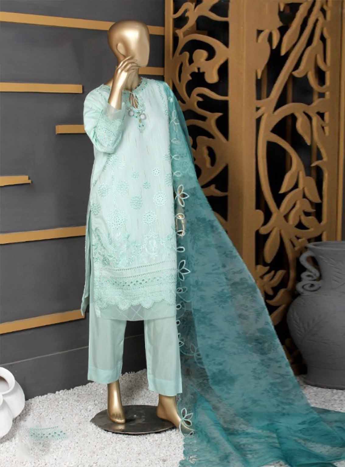 Romosh Embroidered Khaddi Net 3 Piece Stitched Suit RNPC25FE D-067-1-MGRN Romosh Embroidered Khaddi Net 3 Piece Stitched Suit RNPC25FE D-067-1-MGRN