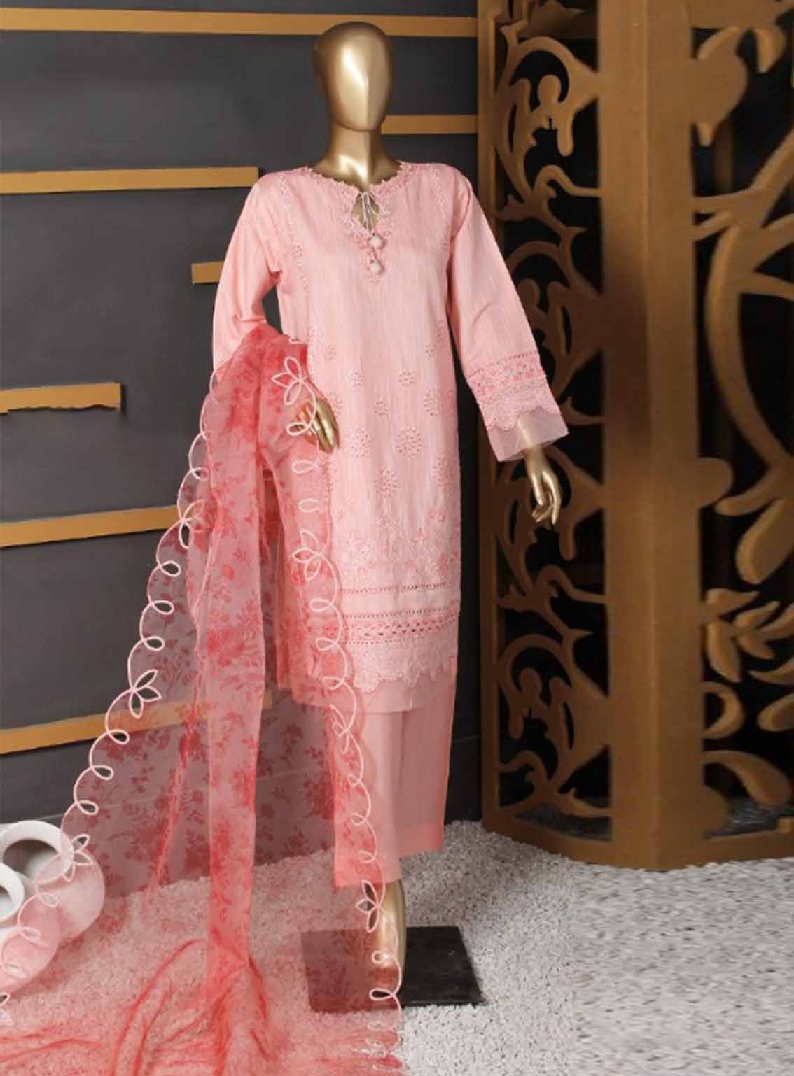 Romosh Embroidered Organza 3 Piece Stitched Suit RNPC25FE D-067-1-PNK Romosh Embroidered Organza 3 Piece Stitched Suit RNPC25FE D-067-1-PNK