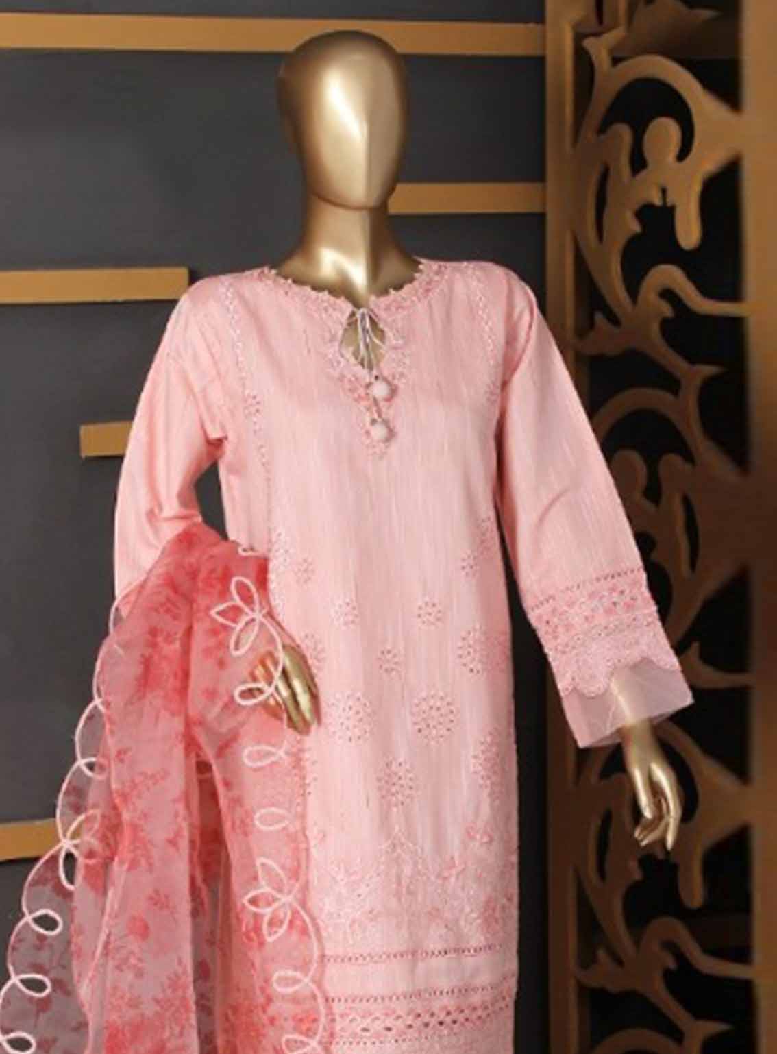 Romosh Embroidered Organza 3 Piece Stitched Suit RNPC25FE D-067-1-PNK Romosh Embroidered Organza 3 Piece Stitched Suit RNPC25FE D-067-1-PNK