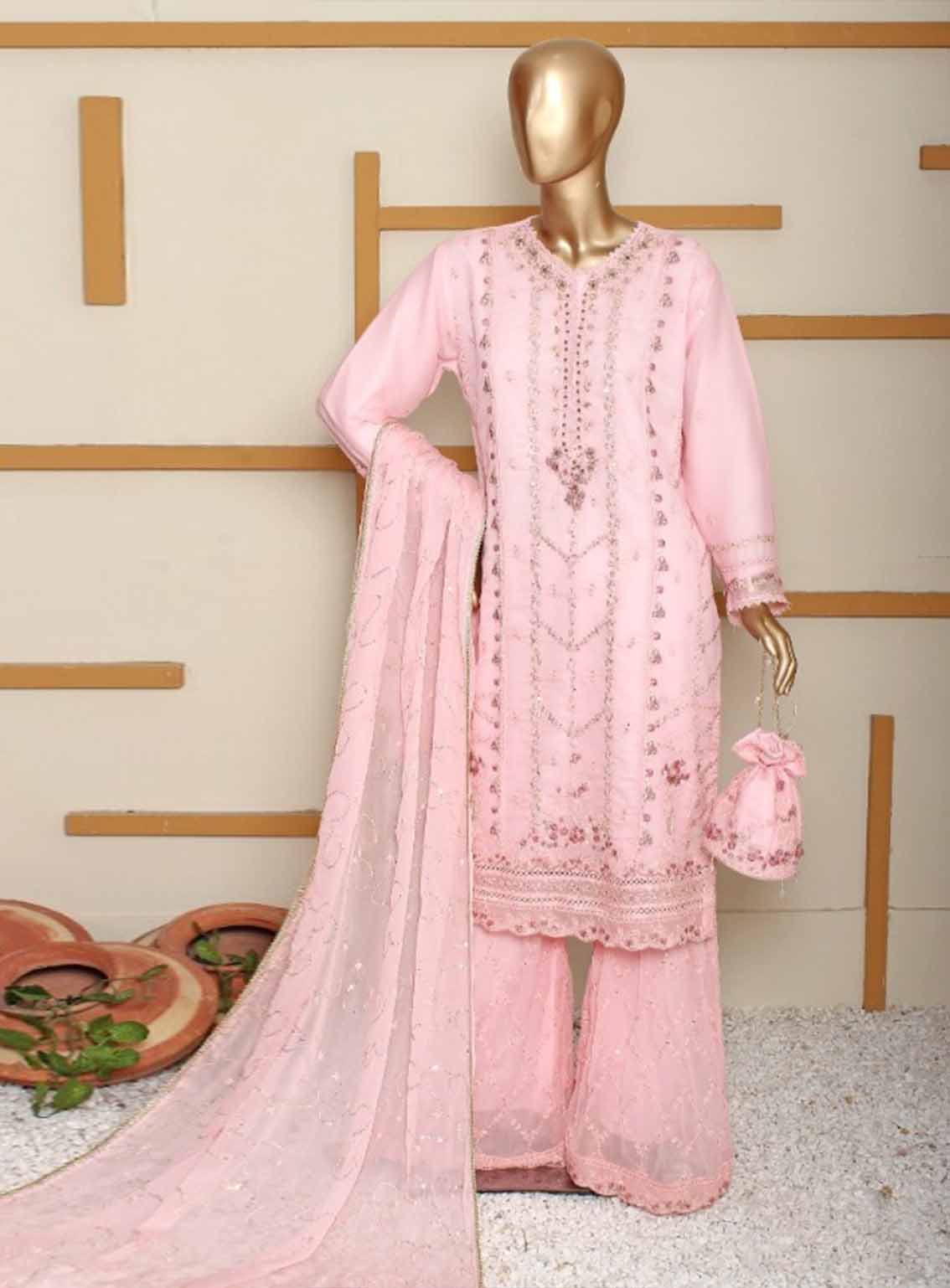 Romosh Embroidered Organza 3 Piece Stitched Suit RNPC25FE D-200-PNK Romosh Embroidered Organza 3 Piece Stitched Suit RNPC25FE D-200-PNK