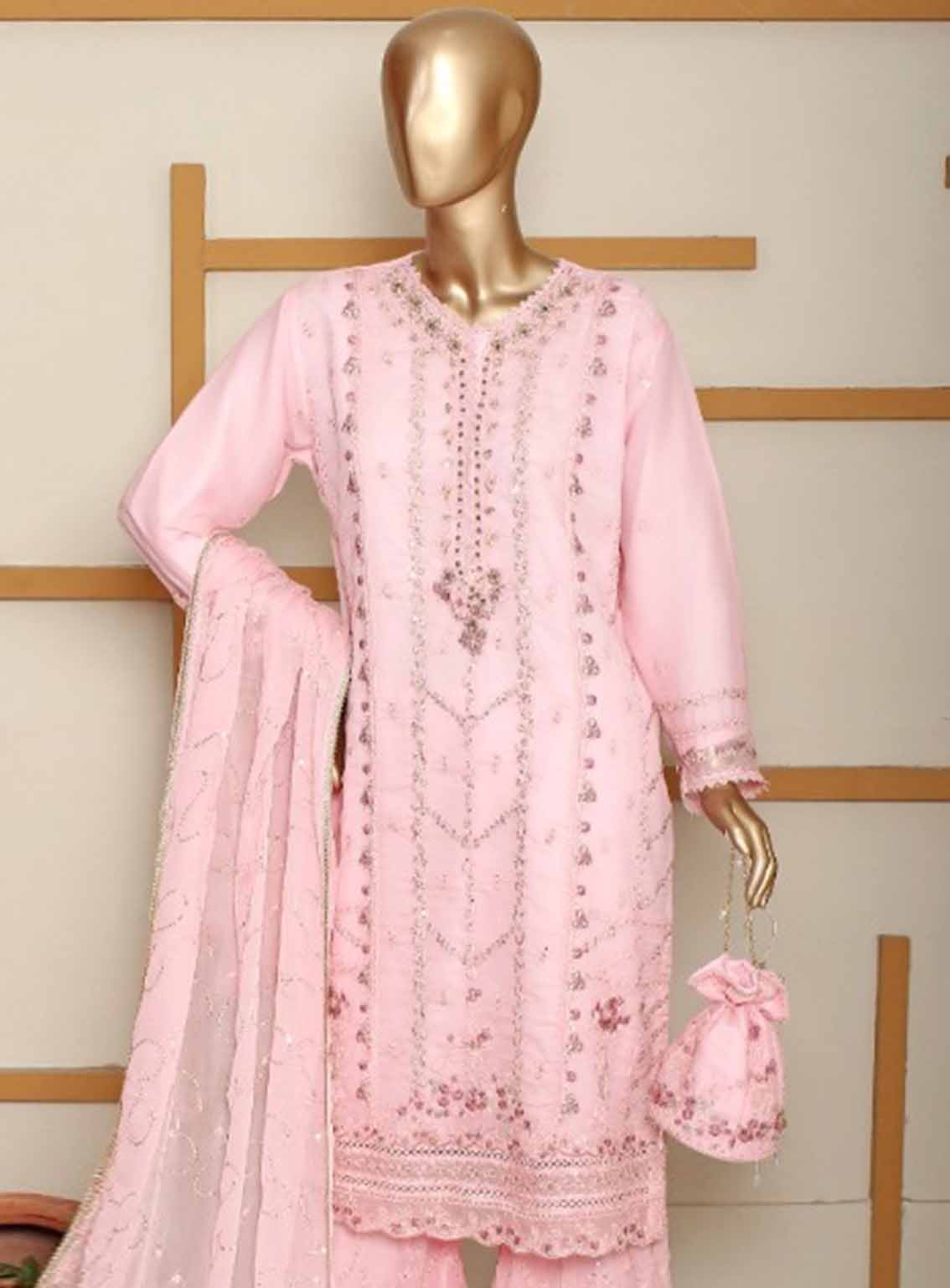 Romosh Embroidered Organza 3 Piece Stitched Suit RNPC25FE D-200-PNK Romosh Embroidered Organza 3 Piece Stitched Suit RNPC25FE D-200-PNK