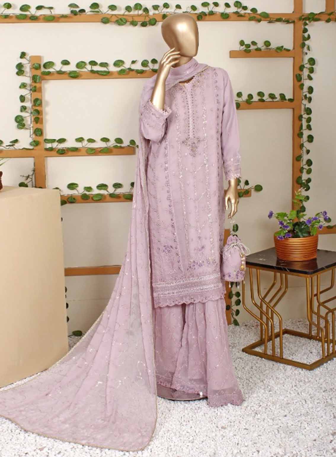 Romosh Embroidered Organza 3 Piece Stitched Suit RNPC25FE D-200-PPL Romosh Embroidered Organza 3 Piece Stitched Suit RNPC25FE D-200-PPL