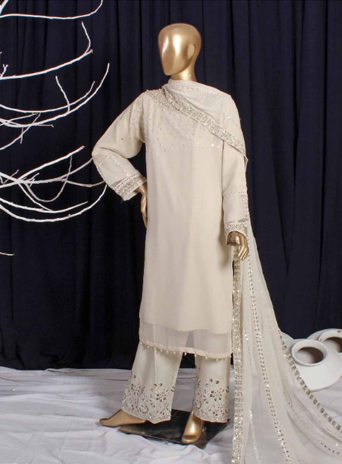 Romosh Embroidered Organza 3 Piece Stitched Suit RNPC25FE D-219-SKN Romosh Embroidered Organza 3 Piece Stitched Suit RNPC25FE D-219-SKN