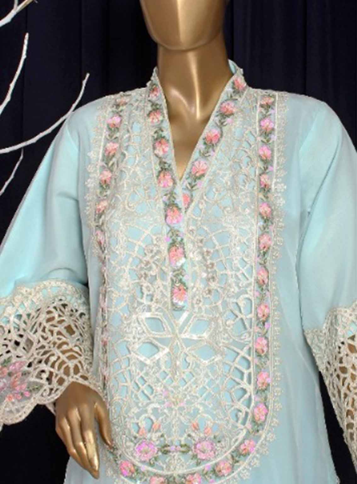 Romosh Embroidered Organza 3 Piece Stitched Suit RNPC25FE D-220-LBLU Romosh Embroidered Organza 3 Piece Stitched Suit RNPC25FE D-220-LBLU