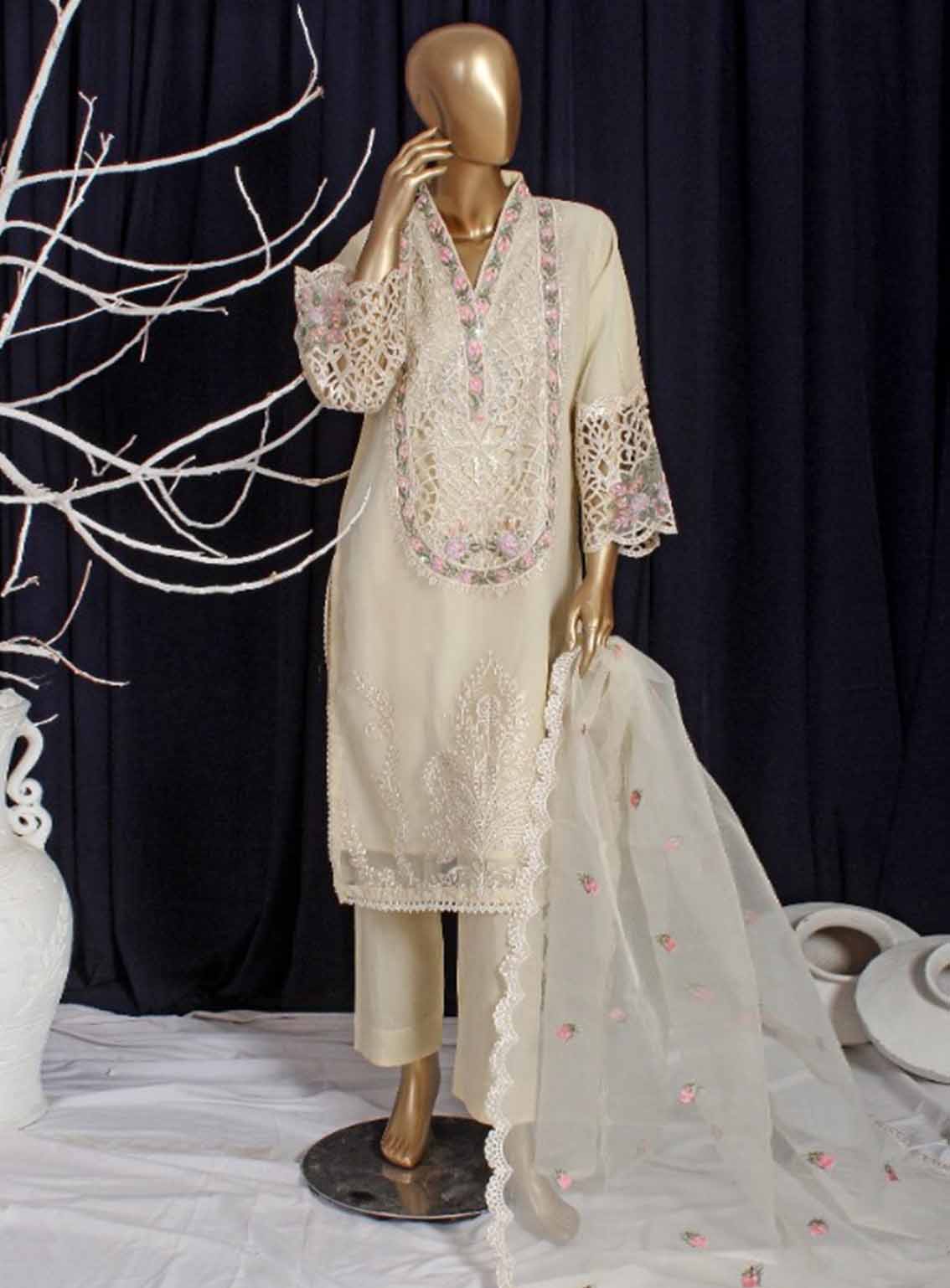 Romosh Embroidered Organza 3 Piece Stitched Suit RNPC25FE D-220-SKN Romosh Embroidered Organza 3 Piece Stitched Suit RNPC25FE D-220-SKN