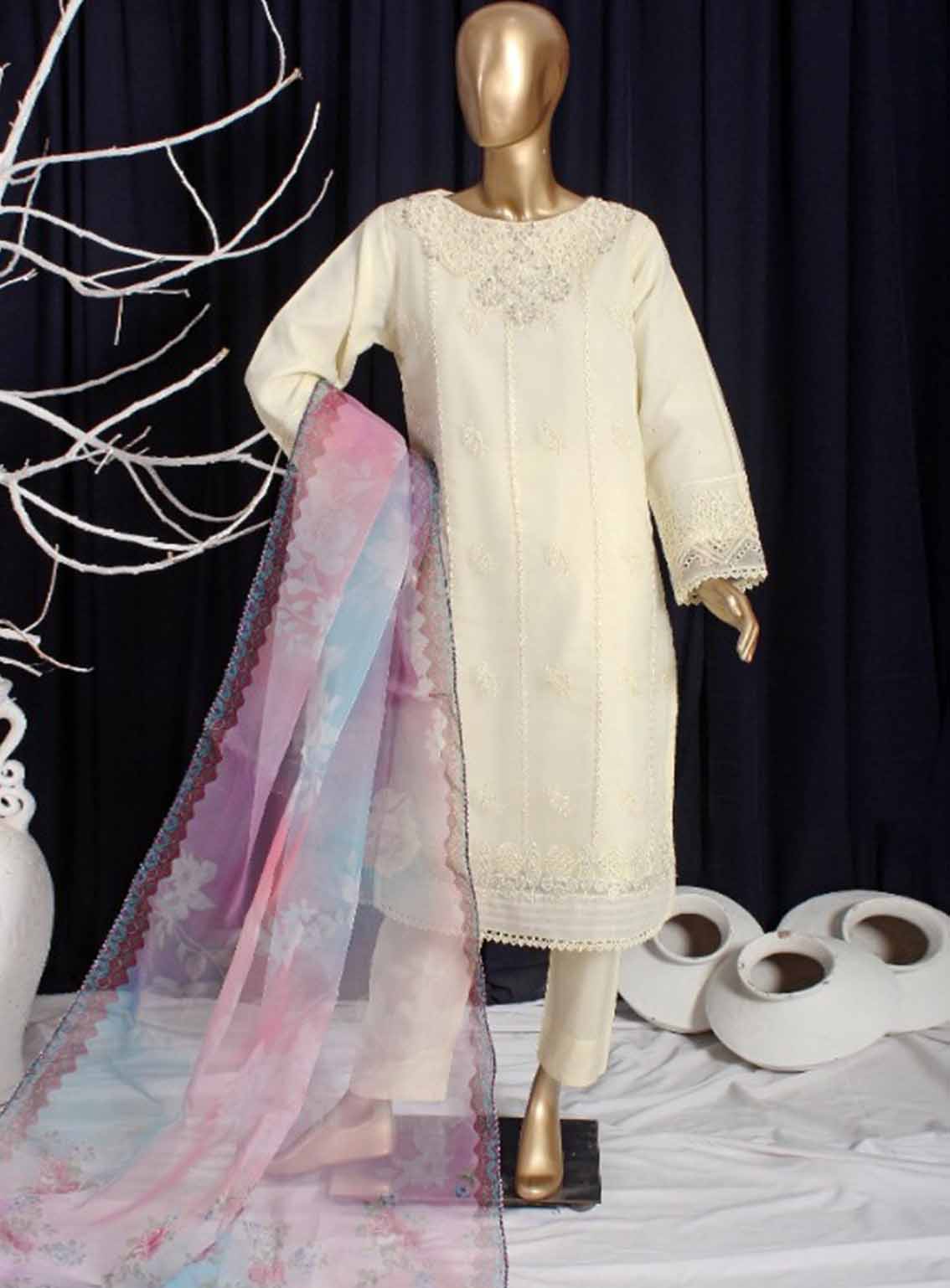 Romosh Embroidered Organza 3 Piece Stitched Suit RNPC25FE D-221-SKN Romosh Embroidered Organza 3 Piece Stitched Suit RNPC25FE D-221-SKN