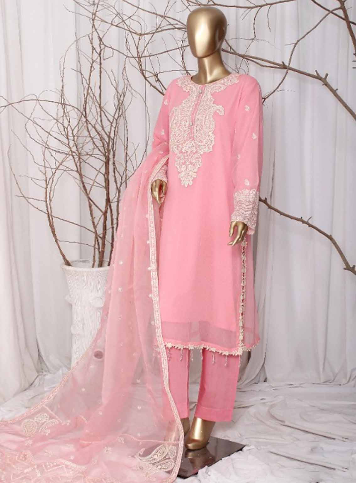 Romosh Embroidered Organza 3 Piece Stitched Suit RNPC25FE D-222-PNK Romosh Embroidered Organza 3 Piece Stitched Suit RNPC25FE D-222-PNK