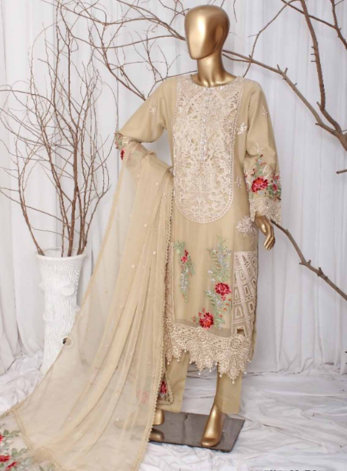 Romosh Embroidered Organza 3 Piece Stitched Suit RNPC25FE D-223-SKN Romosh Embroidered Organza 3 Piece Stitched Suit RNPC25FE D-223-SKN