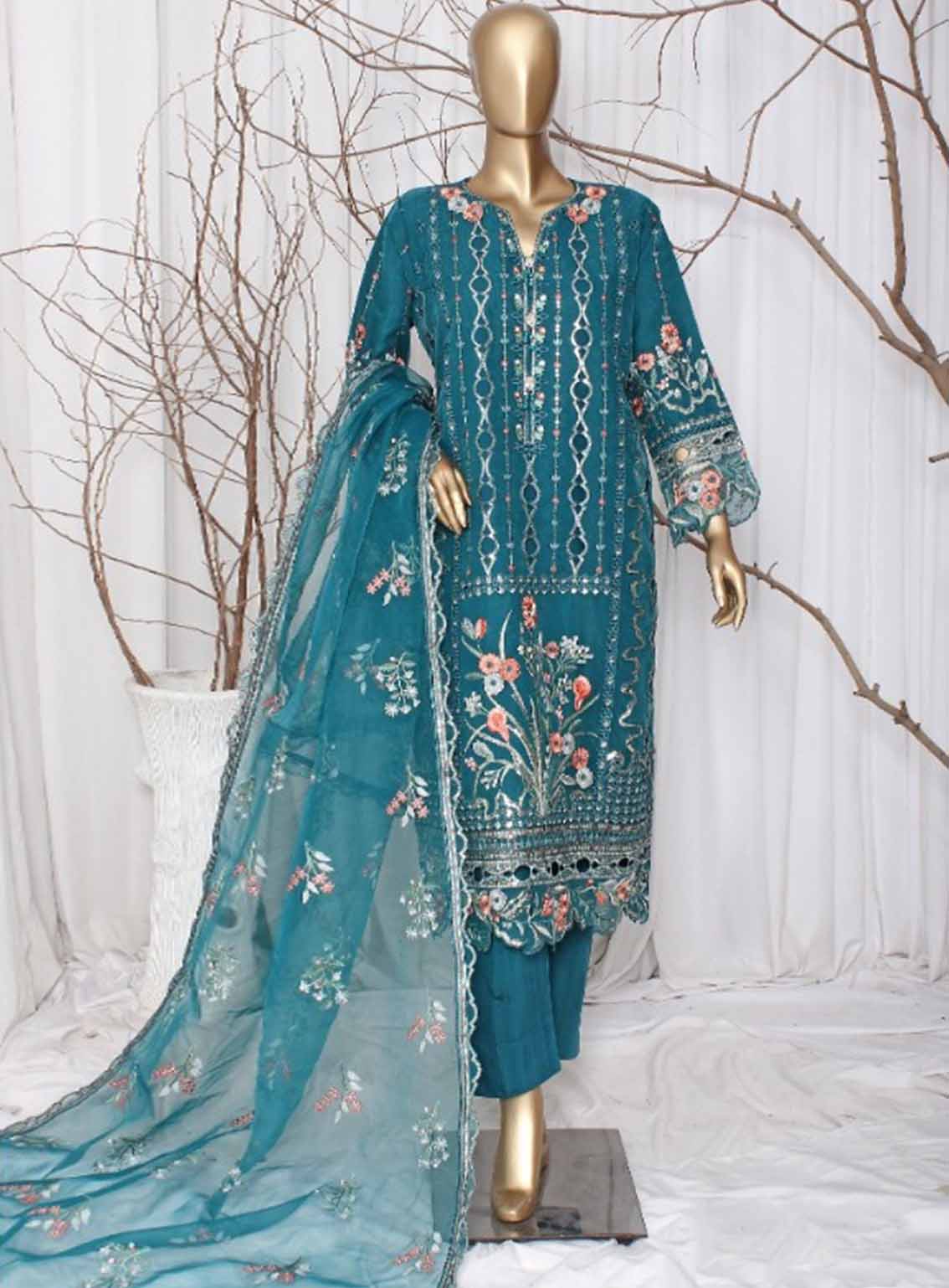 Romosh Embroidered Organza 3 Piece Stitched Suit RNPC25FE D-224-BLU Romosh Embroidered Organza 3 Piece Stitched Suit RNPC25FE D-224-BLU