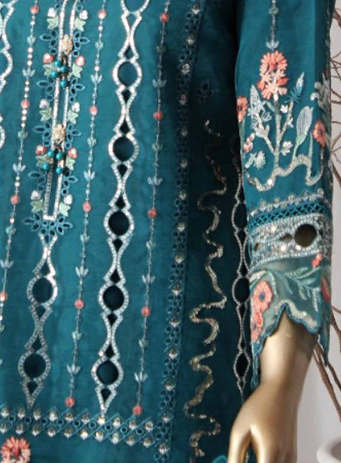 Romosh Embroidered Organza 3 Piece Stitched Suit RNPC25FE D-224-BLU Romosh Embroidered Organza 3 Piece Stitched Suit RNPC25FE D-224-BLU
