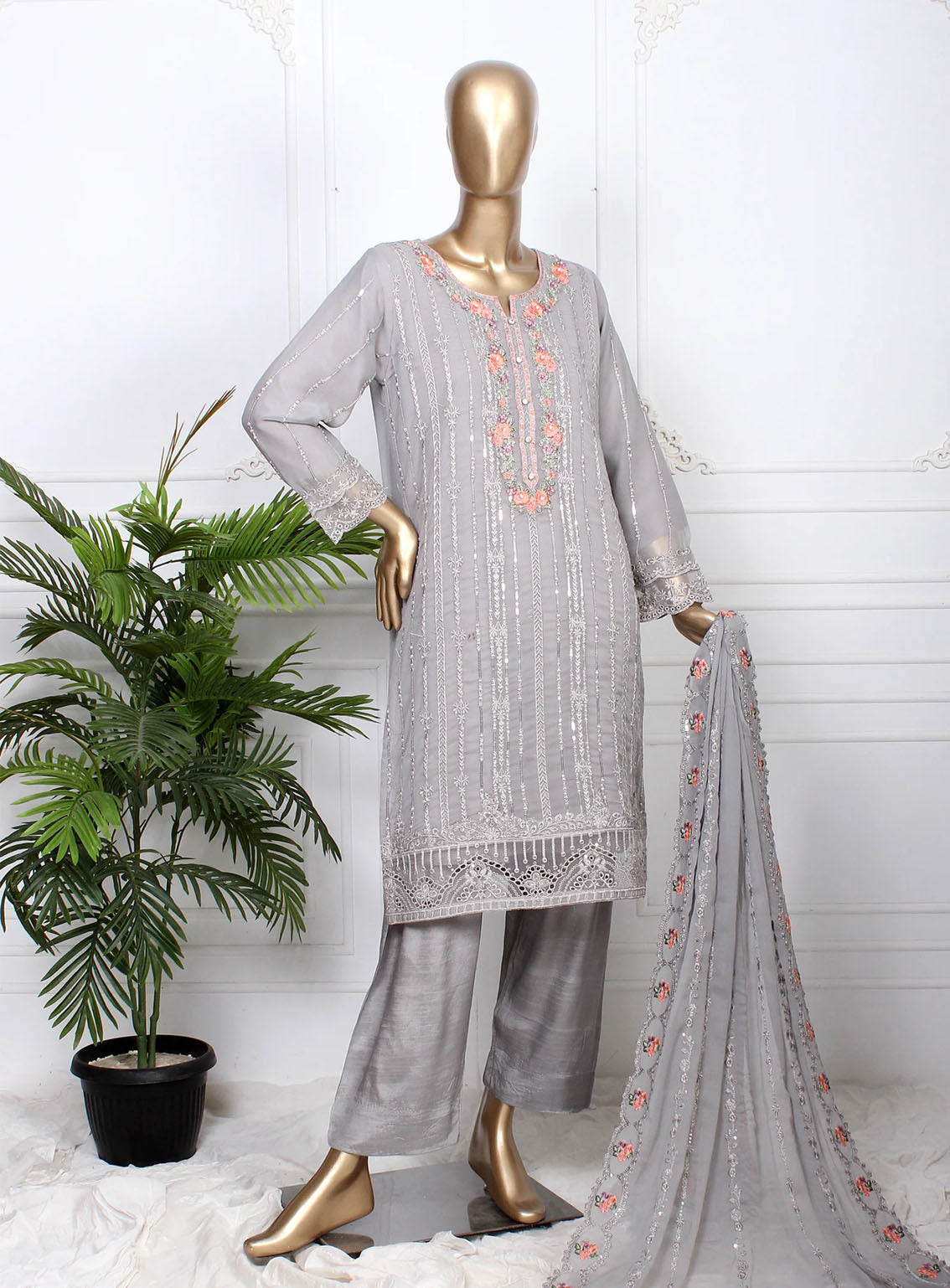 Romosh Fancy Embroidered Chiffon 3 Piece Stitched Suit - RNPC24FE RO-72 LUXE THREADS-1 Romosh Fancy Embroidered Chiffon 3 Piece Stitched Suit - RNPC24FE RO-72 LUXE THREADS-1