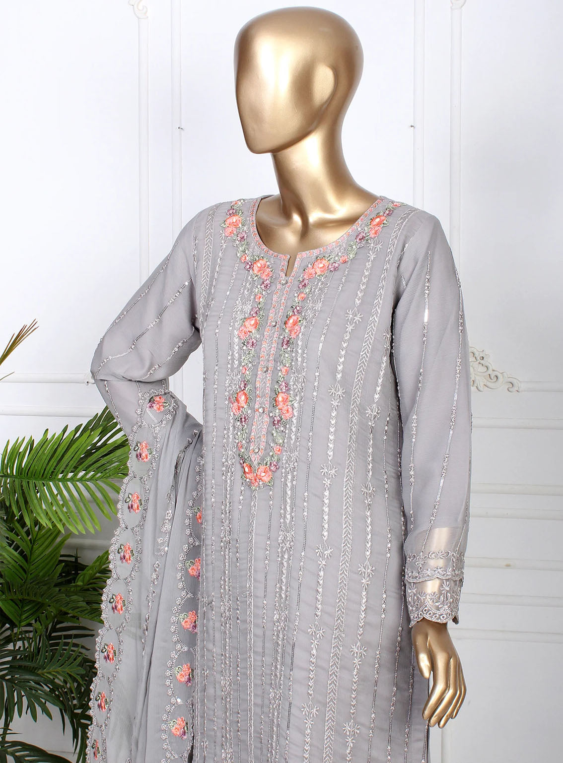 Romosh Fancy Embroidered Chiffon 3 Piece Stitched Suit - RNPC24FE RO-72 LUXE THREADS-1 Romosh Fancy Embroidered Chiffon 3 Piece Stitched Suit - RNPC24FE RO-72 LUXE THREADS-1