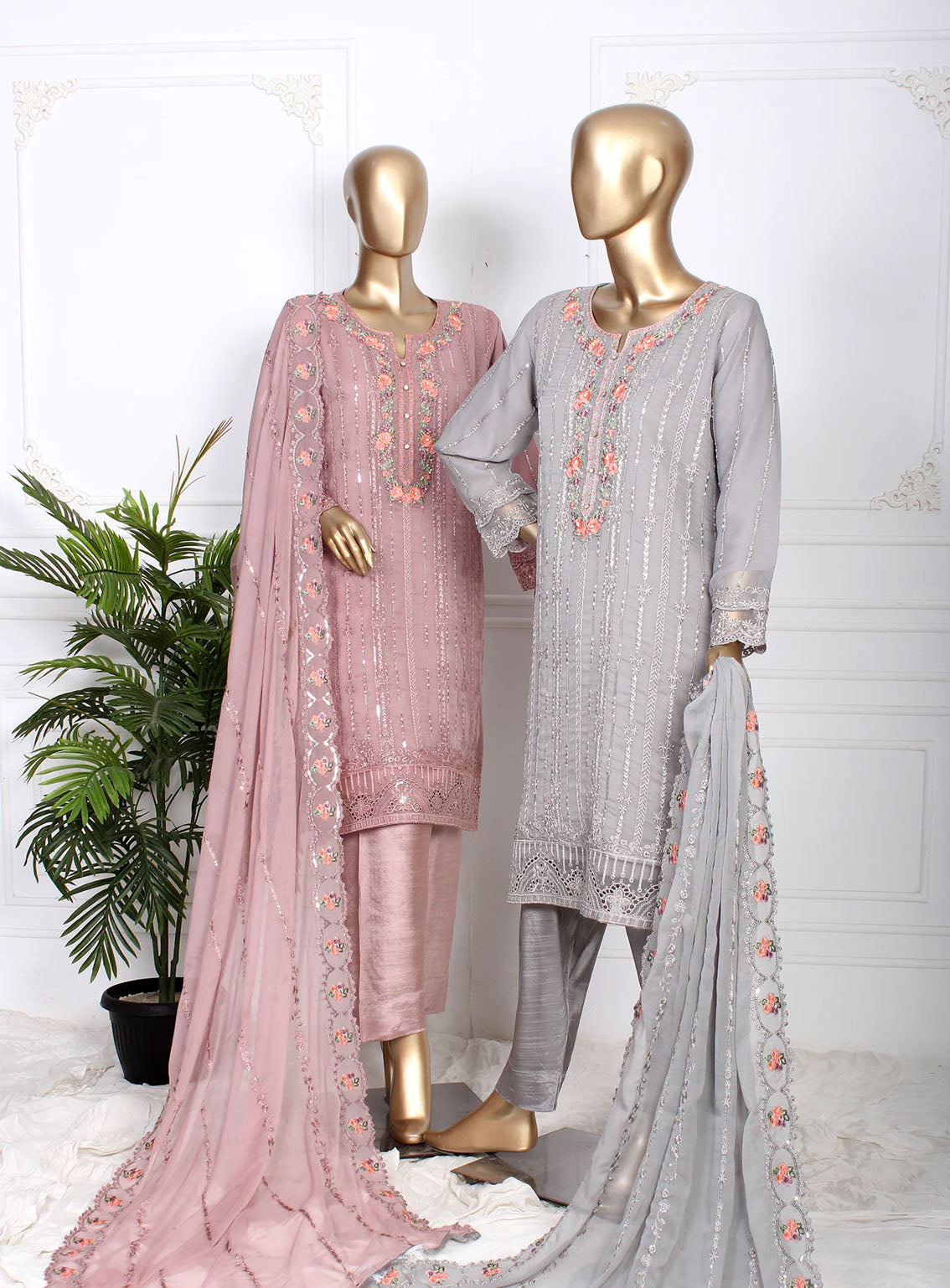 Romosh Fancy Embroidered Chiffon 3 Piece Stitched Suit - RNPC24FE RO-72 LUXE THREADS-1 Romosh Fancy Embroidered Chiffon 3 Piece Stitched Suit - RNPC24FE RO-72 LUXE THREADS-1