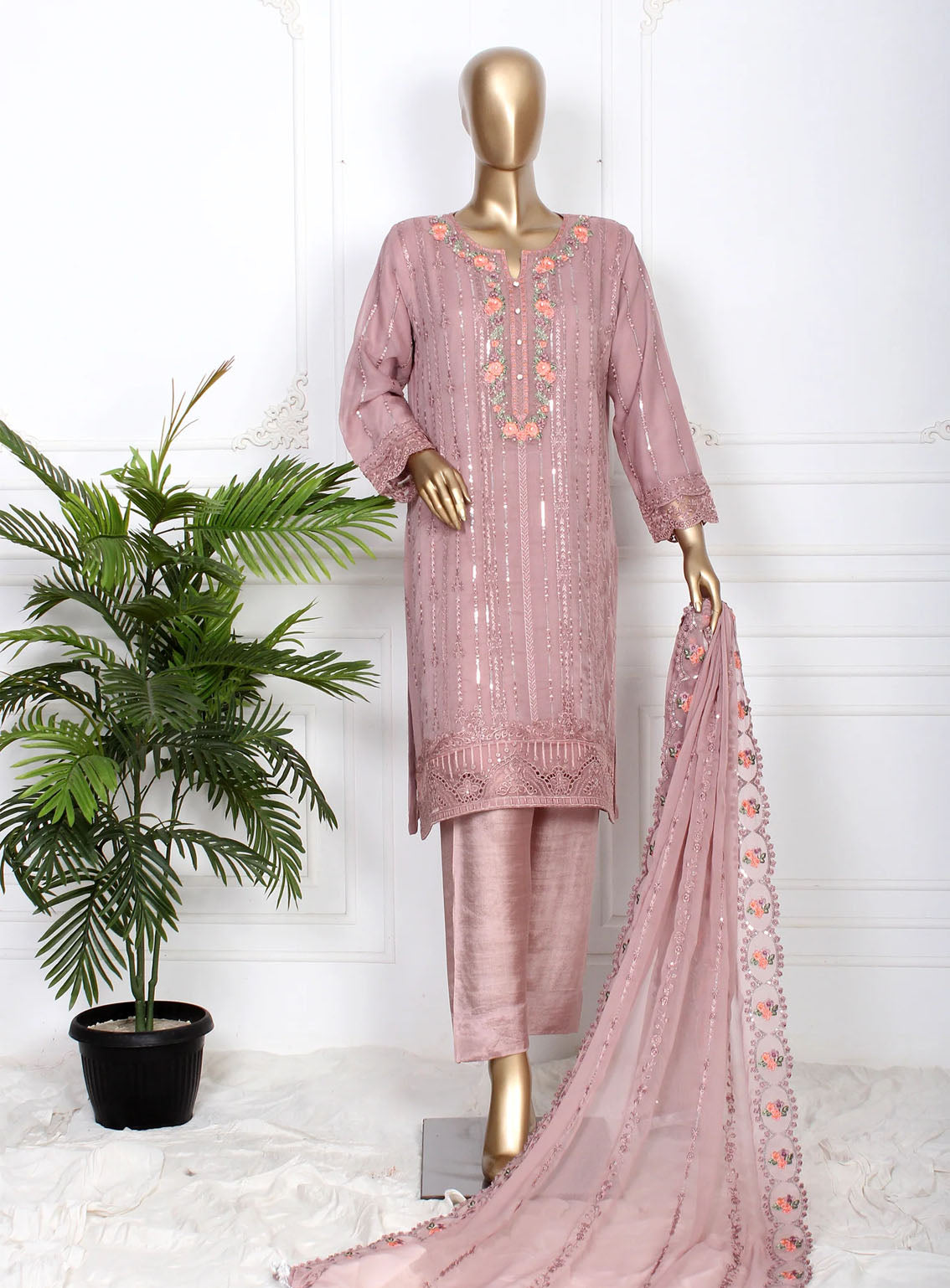 Romosh Fancy Embroidered Chiffon 3 Piece Stitched Suit - RNPC24FE RO-72 LUXE THREADS-2 Romosh Fancy Embroidered Chiffon 3 Piece Stitched Suit - RNPC24FE RO-72 LUXE THREADS-2