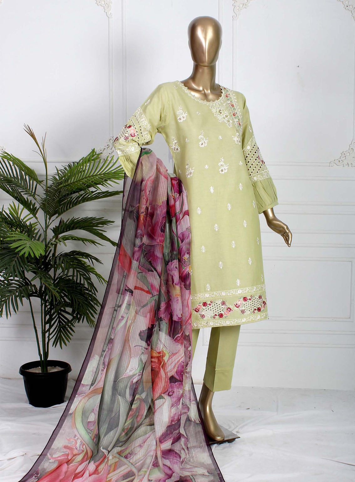 Romosh Fancy Embroidered Cotton 3 Piece Stitched Suit - RNPC24FE RO-153 MINT FRESH-2 Romosh Fancy Embroidered Cotton 3 Piece Stitched Suit - RNPC24FE RO-153 MINT FRESH-2