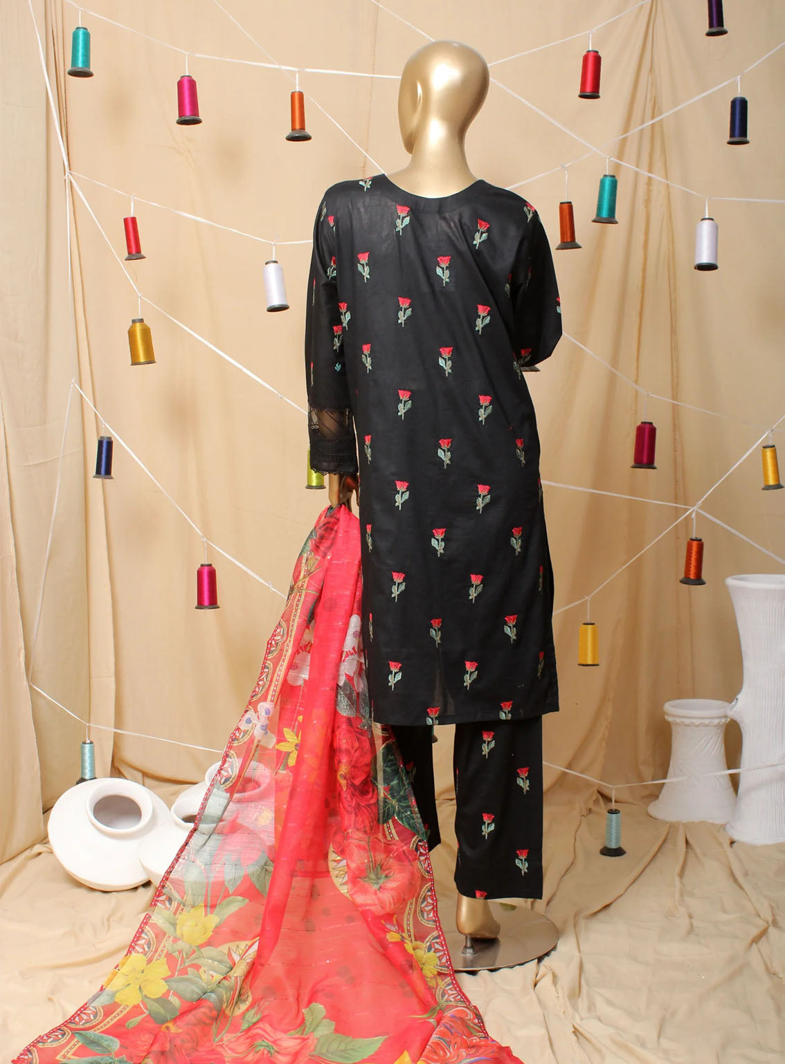 Romosh Fancy Embroidered Cotton 3 Piece Stitched Suit - RNPC24FE RO-53 BLACK EDITION-3 Romosh Fancy Embroidered Cotton 3 Piece Stitched Suit - RNPC24FE RO-53 BLACK EDITION-3