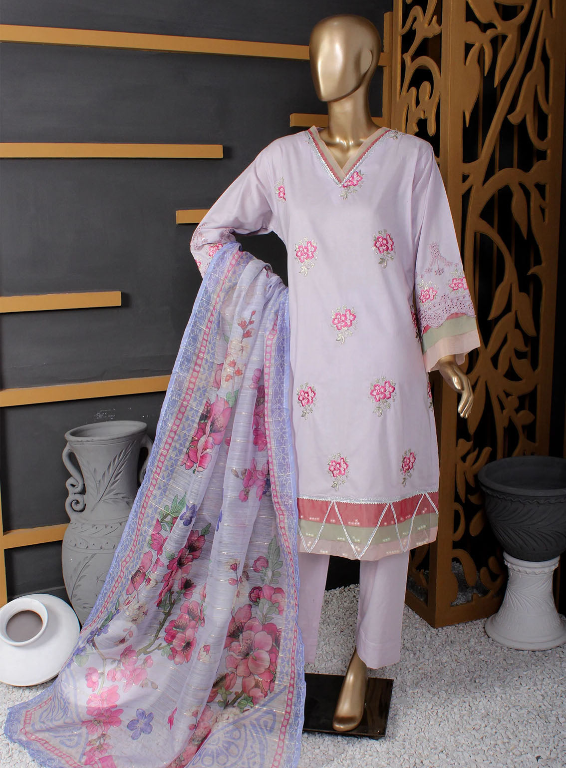 Romosh Fancy Embroidered Cotton 3 Piece Stitched Suit - RNPC24FE RO-78 VINTAGE ROSE Romosh Fancy Embroidered Cotton 3 Piece Stitched Suit - RNPC24FE RO-78 VINTAGE ROSE