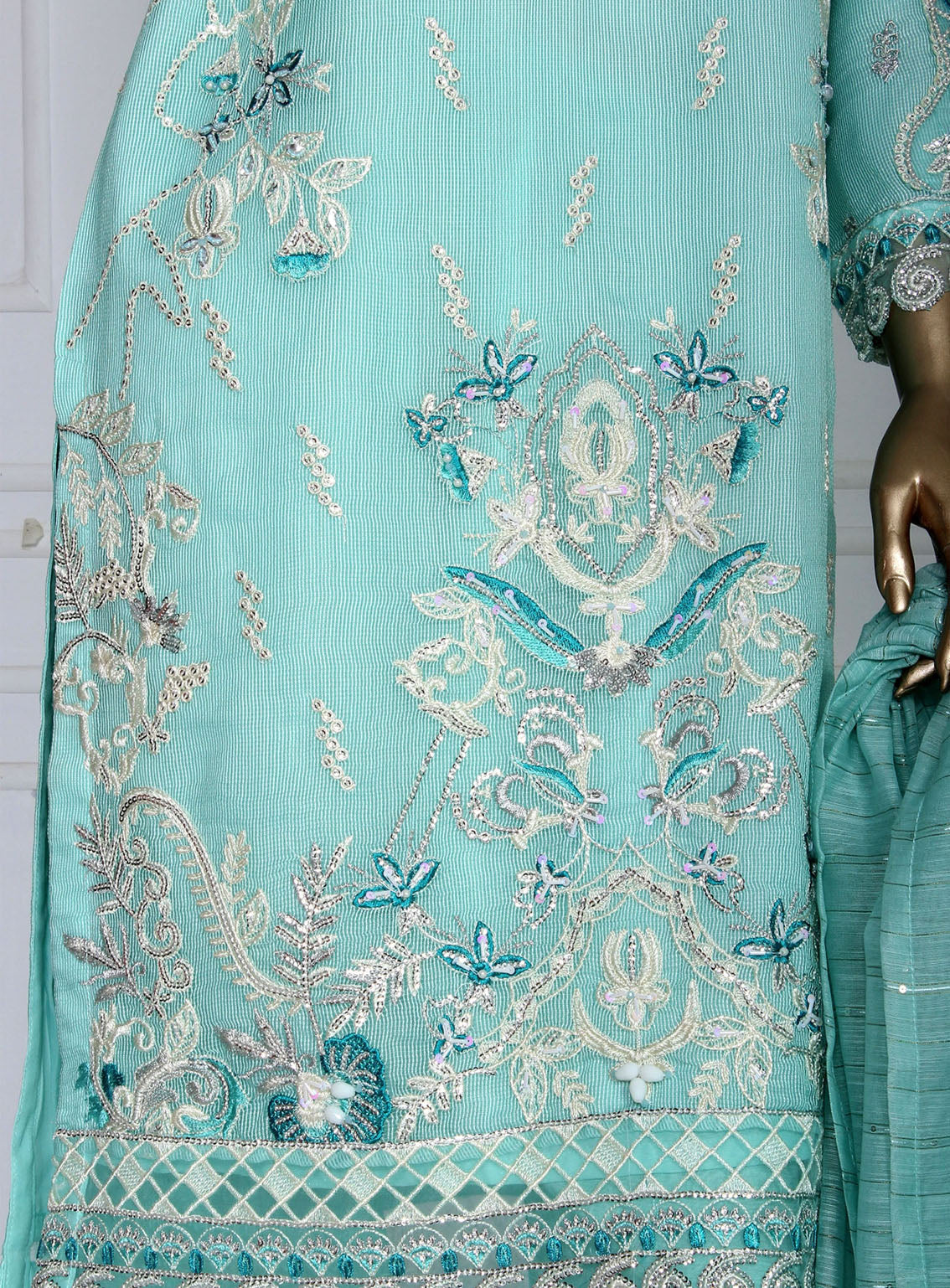 Romosh Fancy Embroidered Khaddi Net 3 Piece Stitched Suit - RNPC24FE RO-130 RADIANT RUFFLES-1 Romosh Fancy Embroidered Khaddi Net 3 Piece Stitched Suit - RNPC24FE RO-130 RADIANT RUFFLES-1