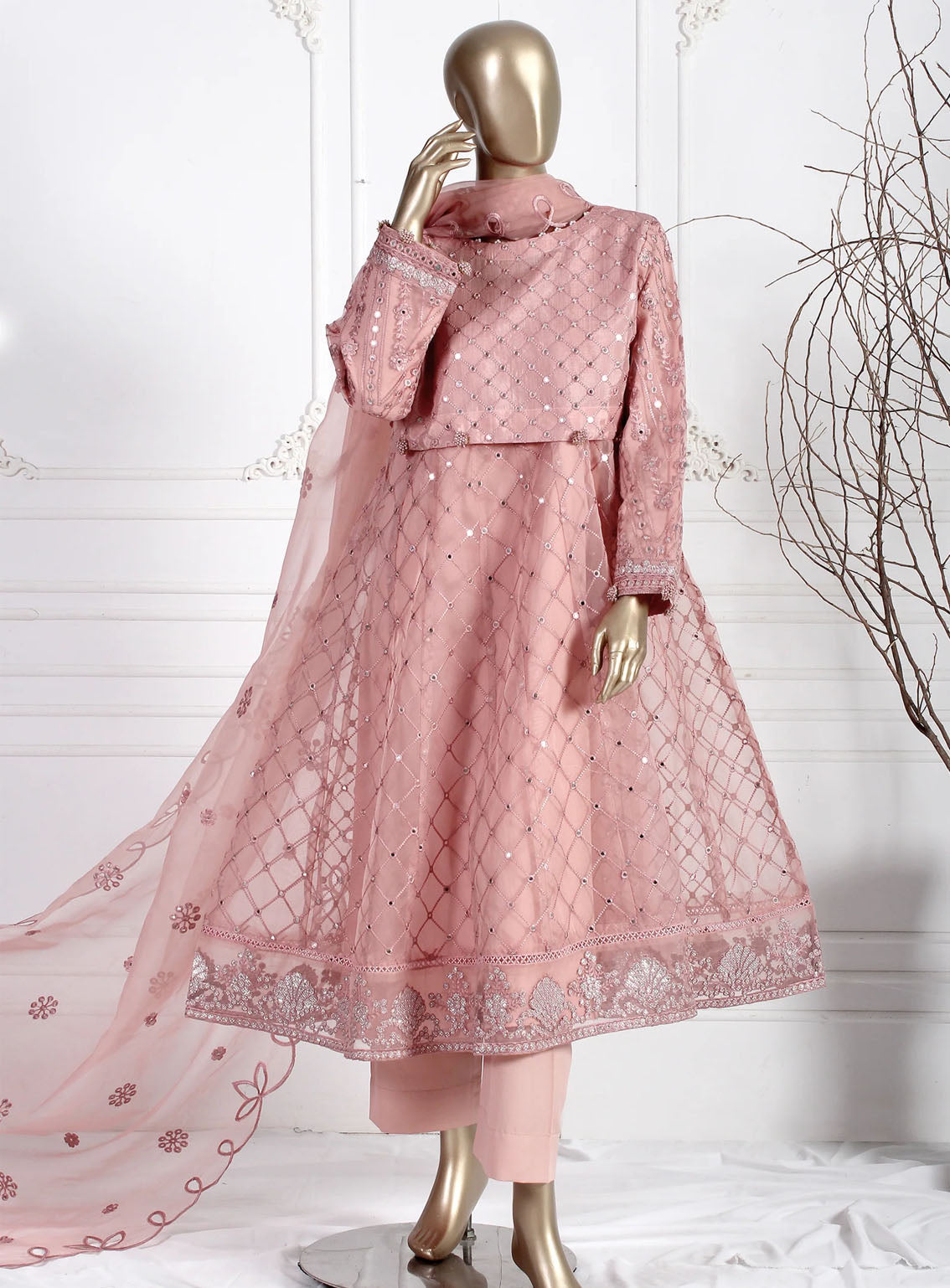 Romosh Fancy Embroidered Organza 3 Piece Stitched Suit - RNPC24FE RO-135 DIVINE ELEGANCE Romosh Fancy Embroidered Organza 3 Piece Stitched Suit - RNPC24FE RO-135 DIVINE ELEGANCE