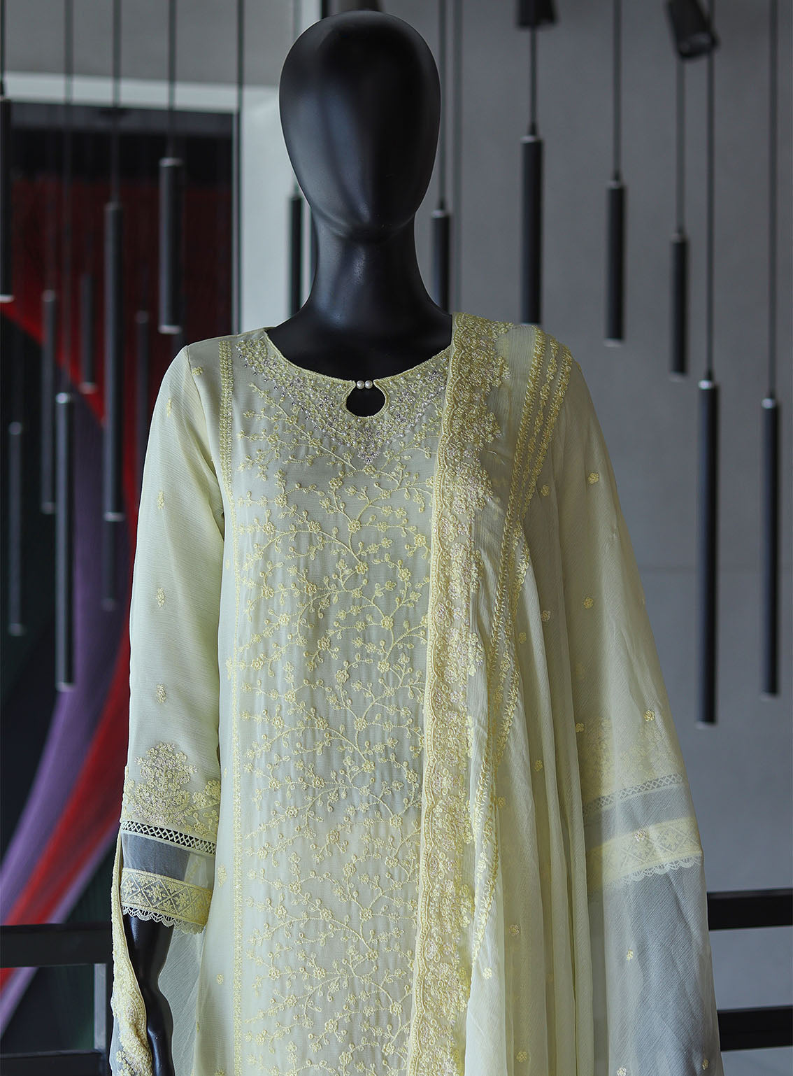 Royal Fashion Fancy Embroidered Chiffon 3 Piece Stitched Suit RF24FEC LMN D-SS23 Royal Fashion Fancy Embroidered Chiffon 3 Piece Stitched Suit RF24FEC LMN D-SS23