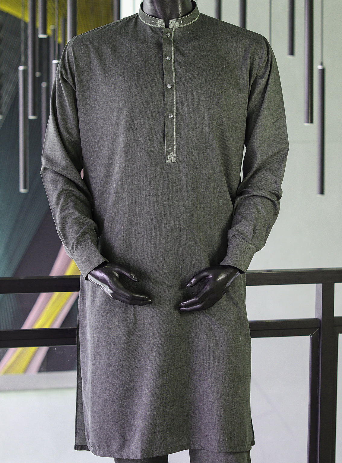 Royal Fashion Men's Exclusive Kameez Shalwar - RF24EN DR-2 OLV Royal Fashion Men's Exclusive Kameez Shalwar - RF24EN DR-2 OLV