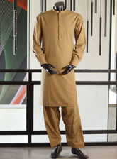 Royal Fashion Plain Wash & Wear Kameez Shalwar For Men RF25SS SHAHSAWAR-BRN