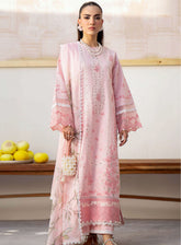 Saad Shaikh Luxury Eid Embroidered Lawn 3 Piece Unstitched Suit SSK24E PINK OASIS