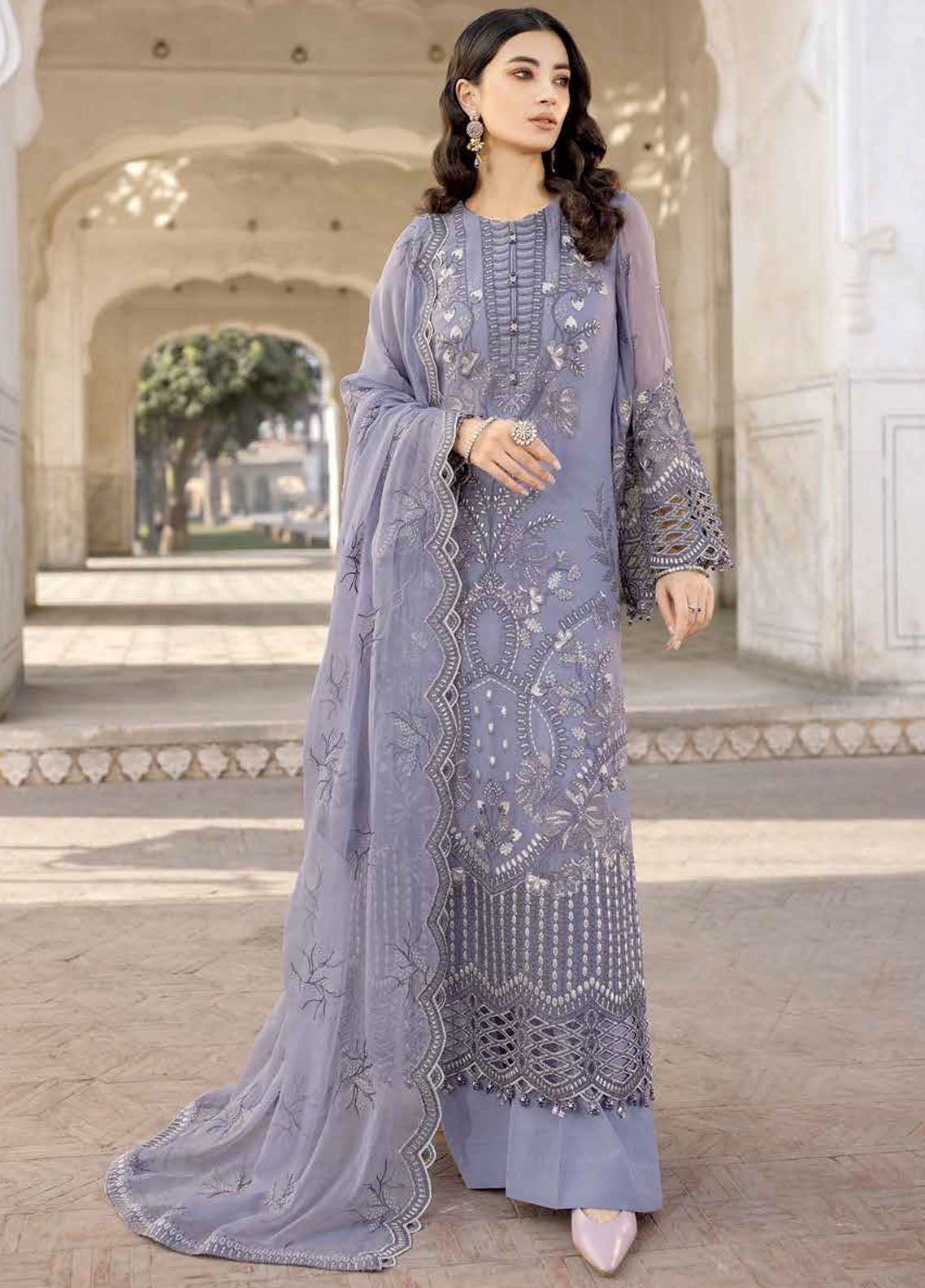 Safeera By Flossie Embroidered Chiffon 3 Piece Unstitched Suit FL24SF S-1303 VIOLET SWEET Safeera By Flossie Embroidered Chiffon 3 Piece Unstitched Suit FL24SF S-1303 VIOLET SWEET