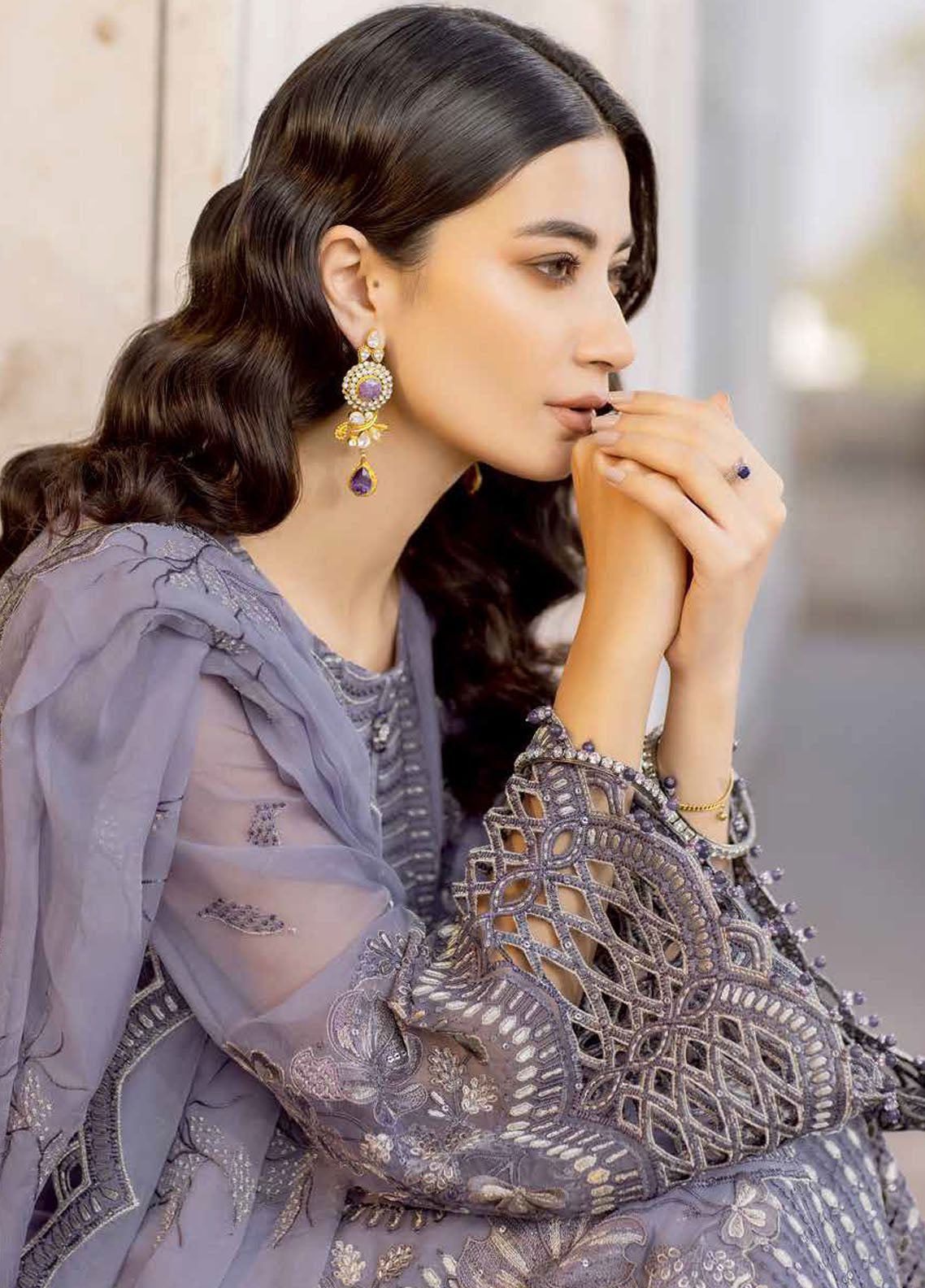 Safeera By Flossie Embroidered Chiffon 3 Piece Unstitched Suit FL24SF S-1303 VIOLET SWEET Safeera By Flossie Embroidered Chiffon 3 Piece Unstitched Suit FL24SF S-1303 VIOLET SWEET