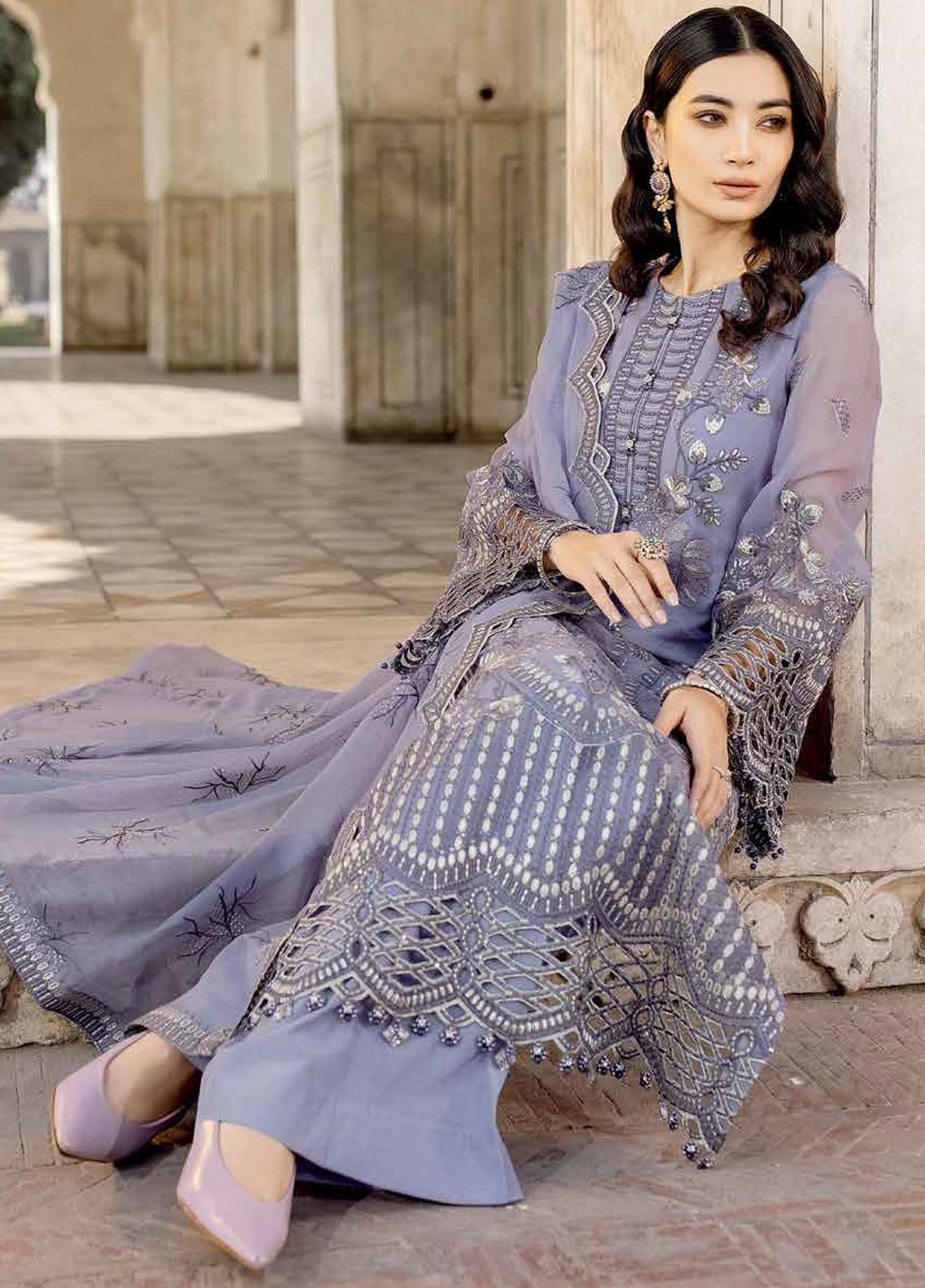 Safeera By Flossie Embroidered Chiffon 3 Piece Unstitched Suit FL24SF S-1303 VIOLET SWEET Safeera By Flossie Embroidered Chiffon 3 Piece Unstitched Suit FL24SF S-1303 VIOLET SWEET
