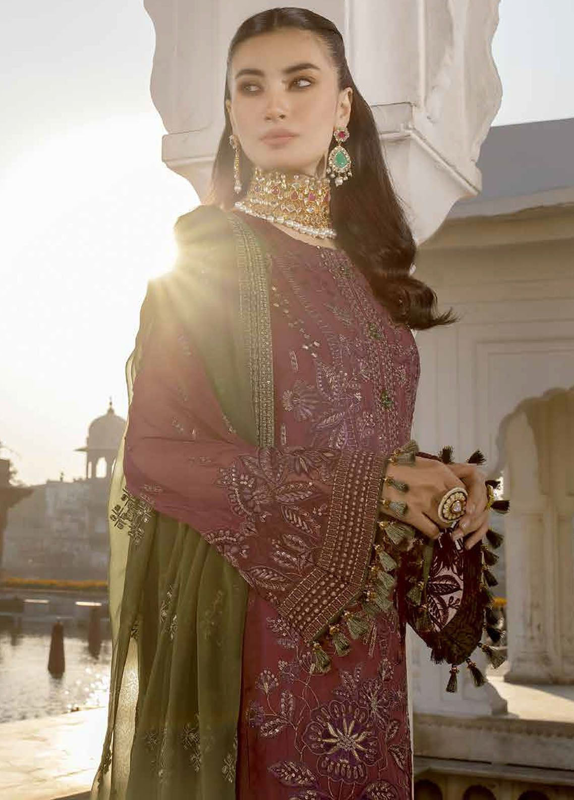 Safeera By Flossie Embroidered Chiffon 3 Piece Unstitched Suit FL24SF S-1305 CHERRYADE Safeera By Flossie Embroidered Chiffon 3 Piece Unstitched Suit FL24SF S-1305 CHERRYADE