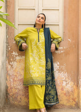 Sahar Winter Dyed Jacquard Viscose 3 Piece Unstitched Suit S25W3PC D-11 ROSEMARY NIGHT