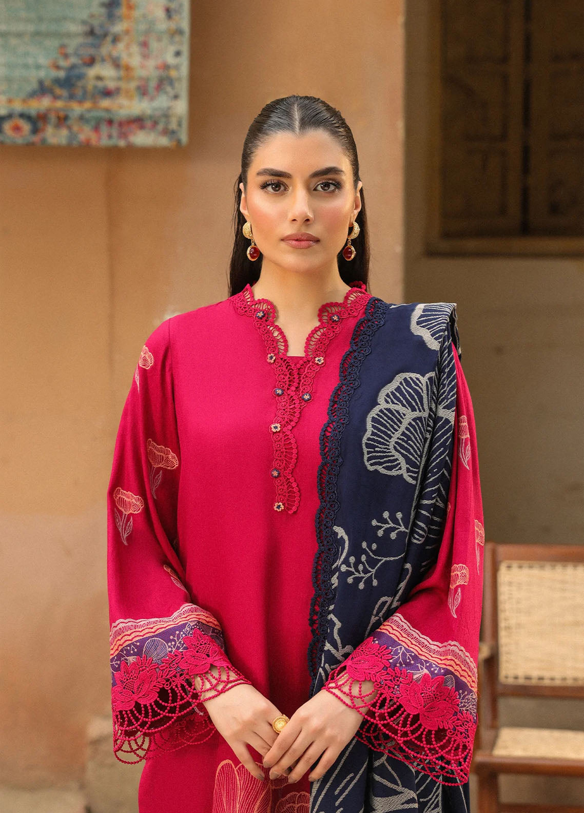Sahar Winter Dyed Jacquard Viscose 3 Piece Unstitched Suit S25W3PC D-14 PINK HORIZON Sahar Winter Dyed Jacquard Viscose 3 Piece Unstitched Suit S25W3PC D-14 PINK HORIZON