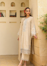 Sahar Winter Embroidered Khaddar 3 Piece Unstitched Suit S25W3PC D-01 OPAL WHITE