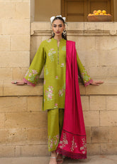 Sahar Winter Embroidered Khaddar 3 Piece Unstitched Suit S25W3PC D-04 FUCHSIA SAGE