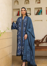 Sahar Winter Embroidered Khaddar 3 Piece Unstitched Suit S25W3PC D-05 AZURE ASH