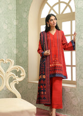 Sahar Winter Printed Khaddar 3 Piece Unstitched Suit S25W3PC D-15 AZTEC FLAME