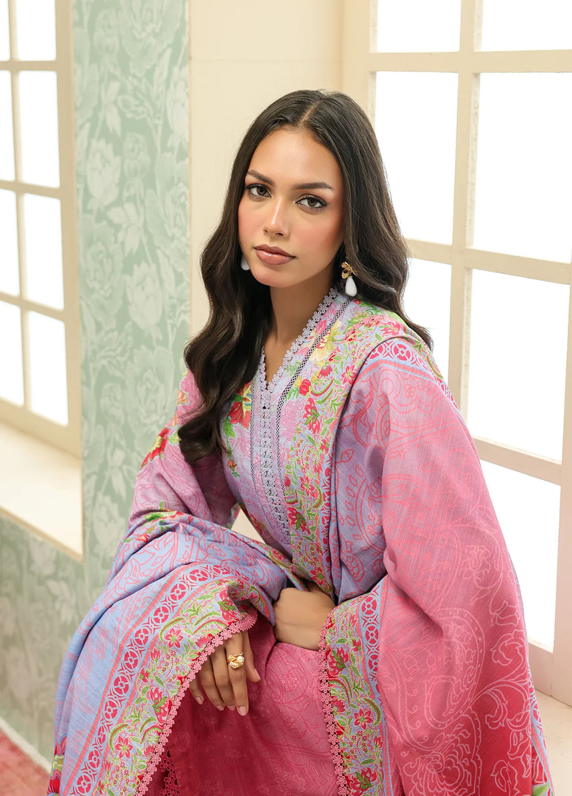 Sahar Winter Printed Khaddar 3 Piece Unstitched Suit S25W3PC D-16 SKY BLUSH Sahar Winter Printed Khaddar 3 Piece Unstitched Suit S25W3PC D-16 SKY BLUSH