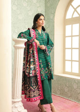 Sahar Winter Printed Khaddar 3 Piece Unstitched Suit S25W3PC D-18 ETERNAL EMERALD
