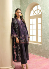 Sahar Winter Printed Khaddar 3 Piece Unstitched Suit S25W3PC D-22 PLUM NOIR