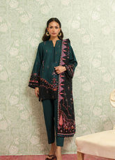 Sahar Winter Printed Khaddar 3 Piece Unstitched Suit S25W3PC D-23 OBSIDIAN GREEN