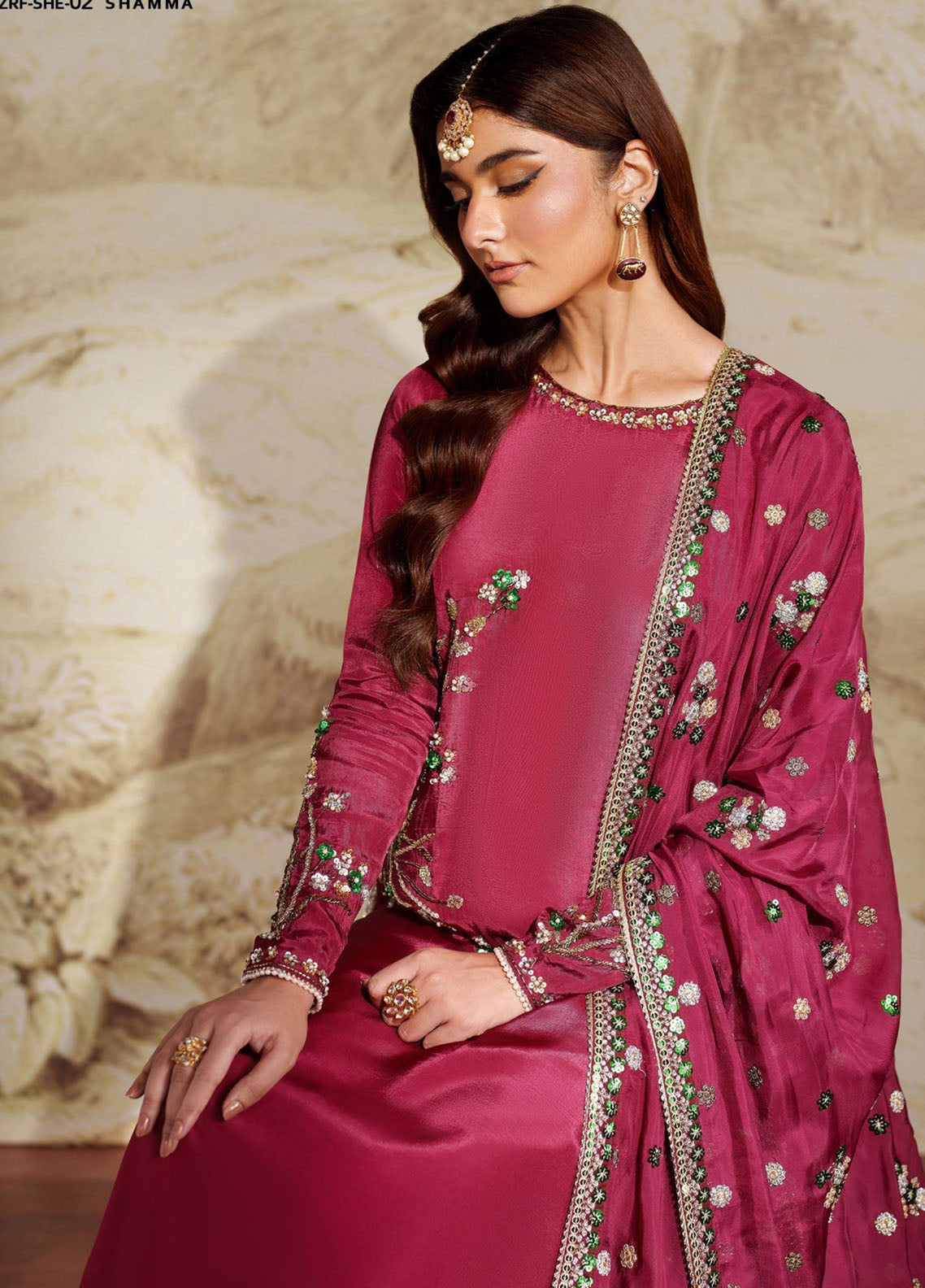 Saheera By Zarif Festive Hand Embellished Embroidered Tussel Silk 3 Piece Unstitched Suit ZF25S D-SHE-02 SHAMMA Saheera By Zarif Festive Hand Embellished Embroidered Tussel Silk 3 Piece Unstitched Suit ZF25S D-SHE-02 SHAMMA