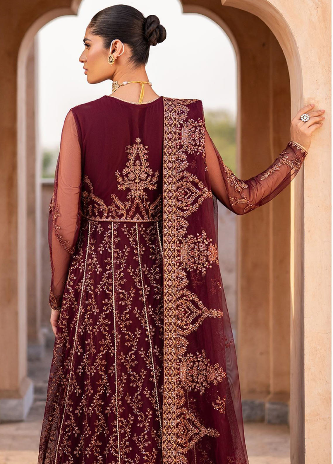 Sahiba By Zarif Formals Embroidered Net 3 Piece Unstitched Suit ZF25SFE D-SBA-01 ELIF Sahiba By Zarif Formals Embroidered Net 3 Piece Unstitched Suit ZF25SFE D-SBA-01 ELIF