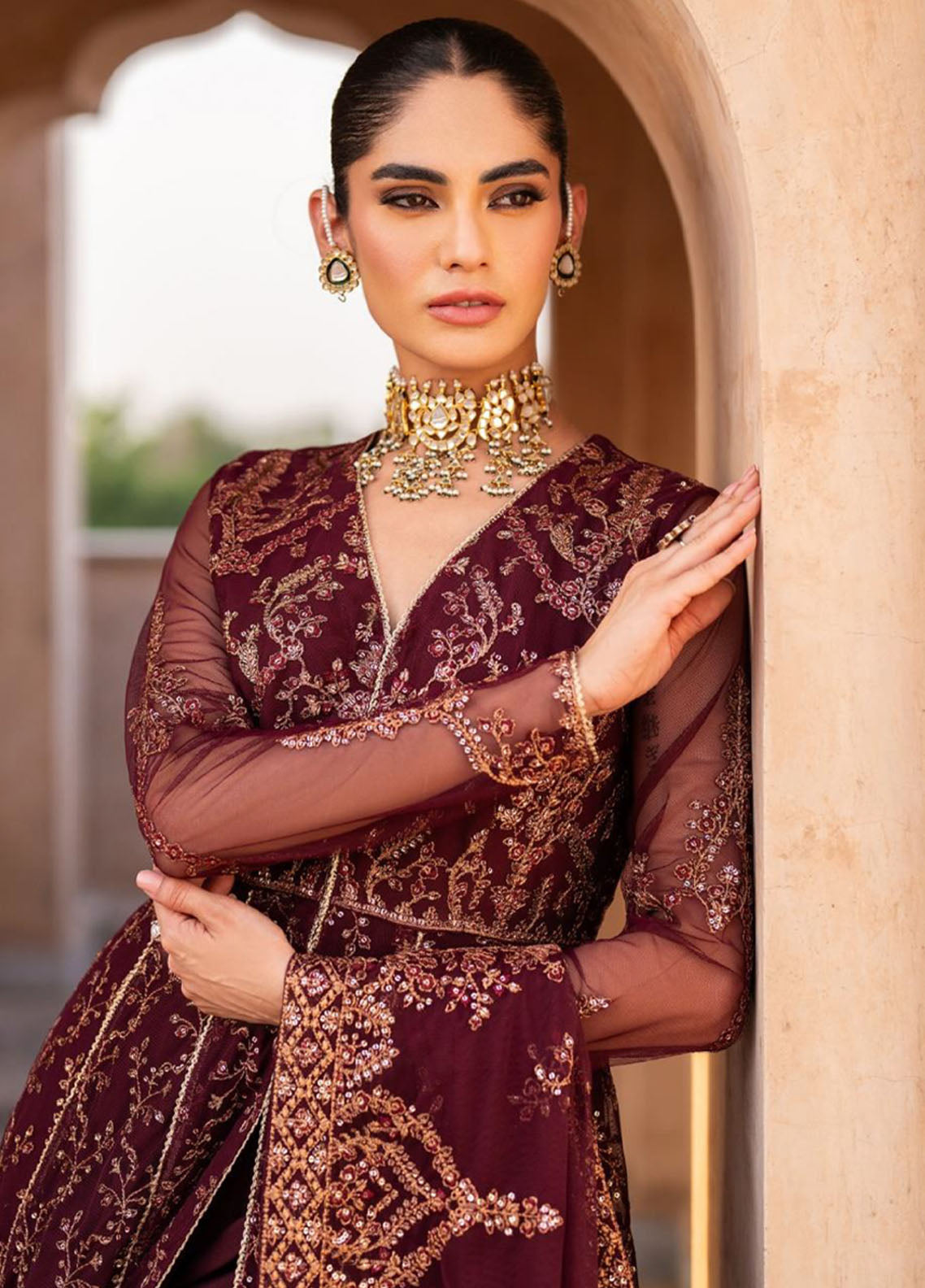 Sahiba By Zarif Formals Embroidered Net 3 Piece Unstitched Suit ZF25SFE D-SBA-01 ELIF Sahiba By Zarif Formals Embroidered Net 3 Piece Unstitched Suit ZF25SFE D-SBA-01 ELIF
