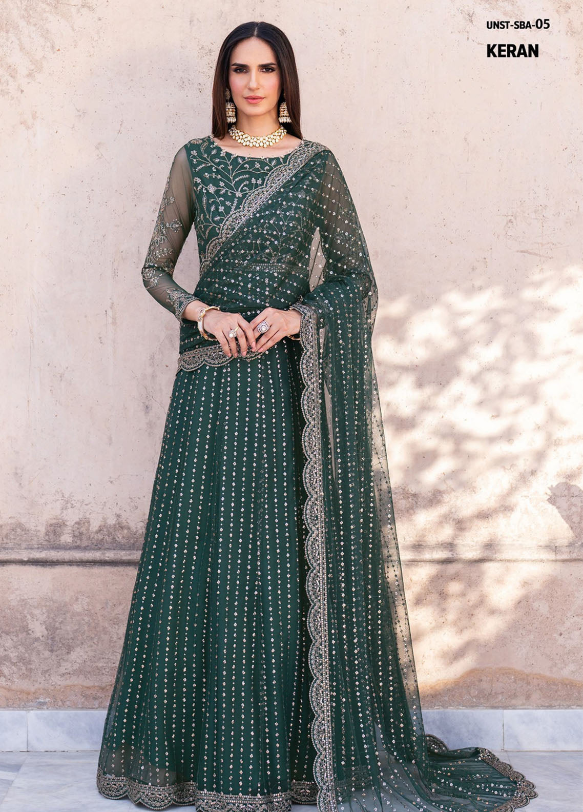 Sahiba By Zarif Formals Embroidered Net 3 Piece Unstitched Suit ZF25SFE D-SBA-05 KERAN Sahiba By Zarif Formals Embroidered Net 3 Piece Unstitched Suit ZF25SFE D-SBA-05 KERAN