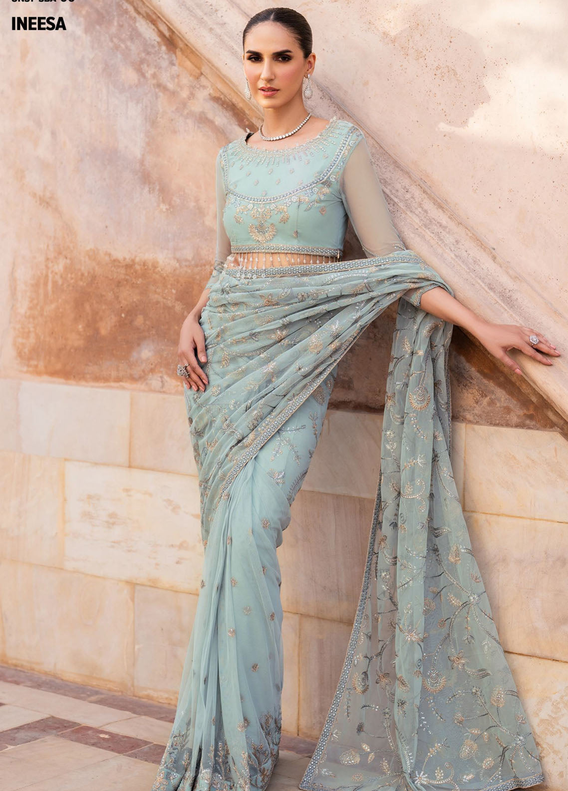 Sahiba By Zarif Formals Embroidered Net 3 Piece Unstitched Suit ZF25SFE D-SBA-06 INEESA Sahiba By Zarif Formals Embroidered Net 3 Piece Unstitched Suit ZF25SFE D-SBA-06 INEESA