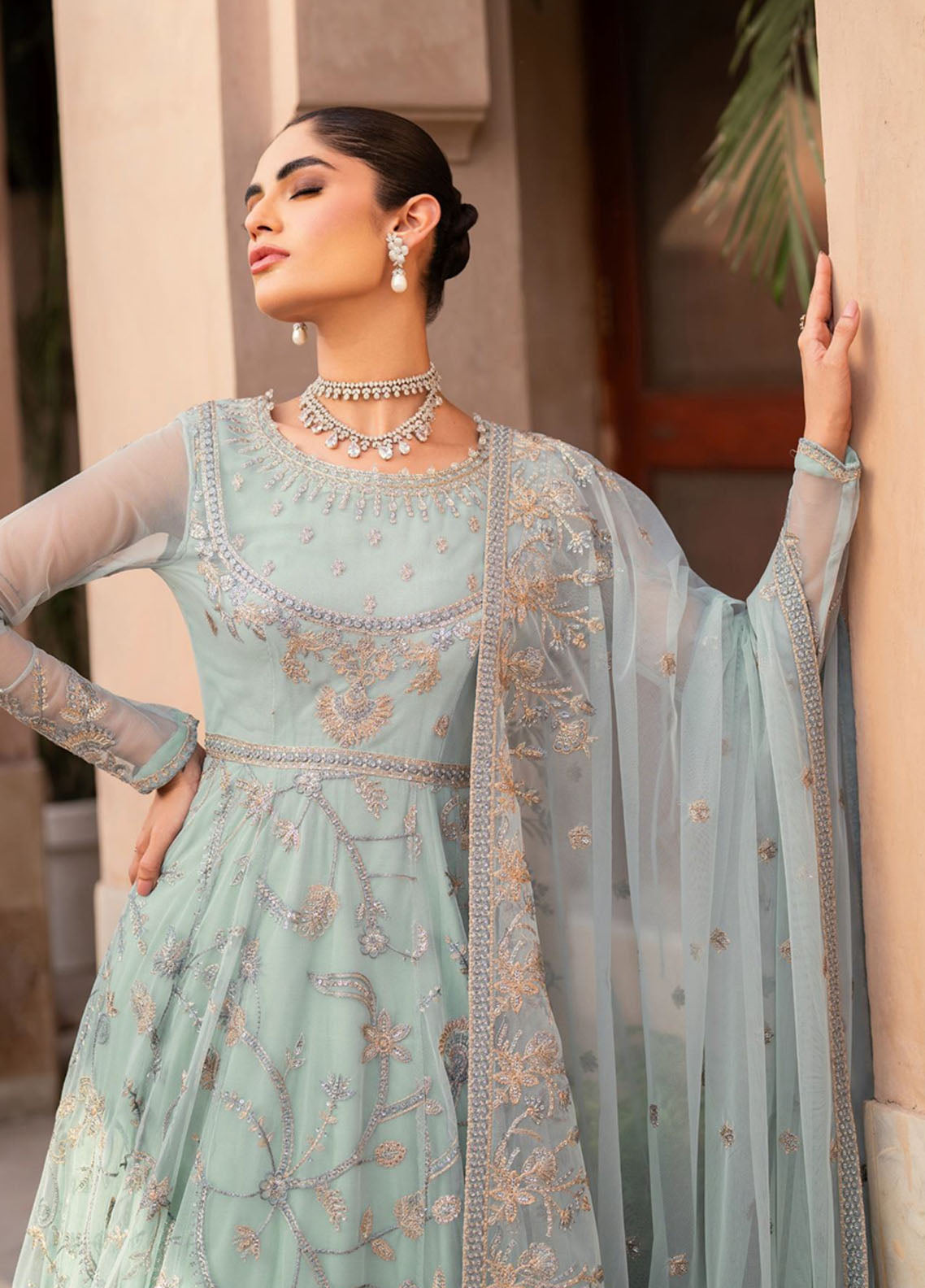 Sahiba By Zarif Formals Embroidered Net 3 Piece Unstitched Suit ZF25SFE D-SBA-06 INEESA Sahiba By Zarif Formals Embroidered Net 3 Piece Unstitched Suit ZF25SFE D-SBA-06 INEESA